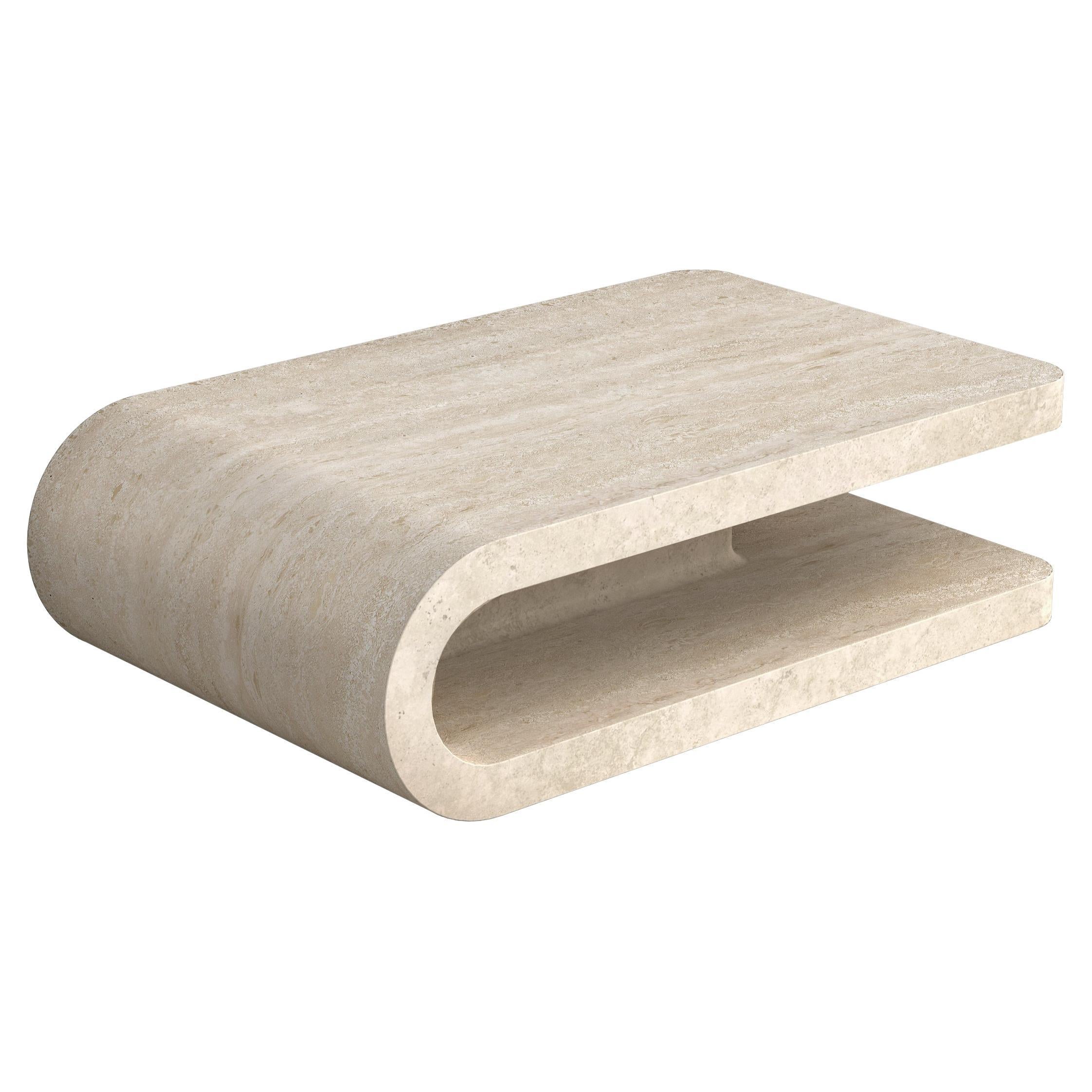 FOLD Coffee table in Classic Roman Travertine For Sale