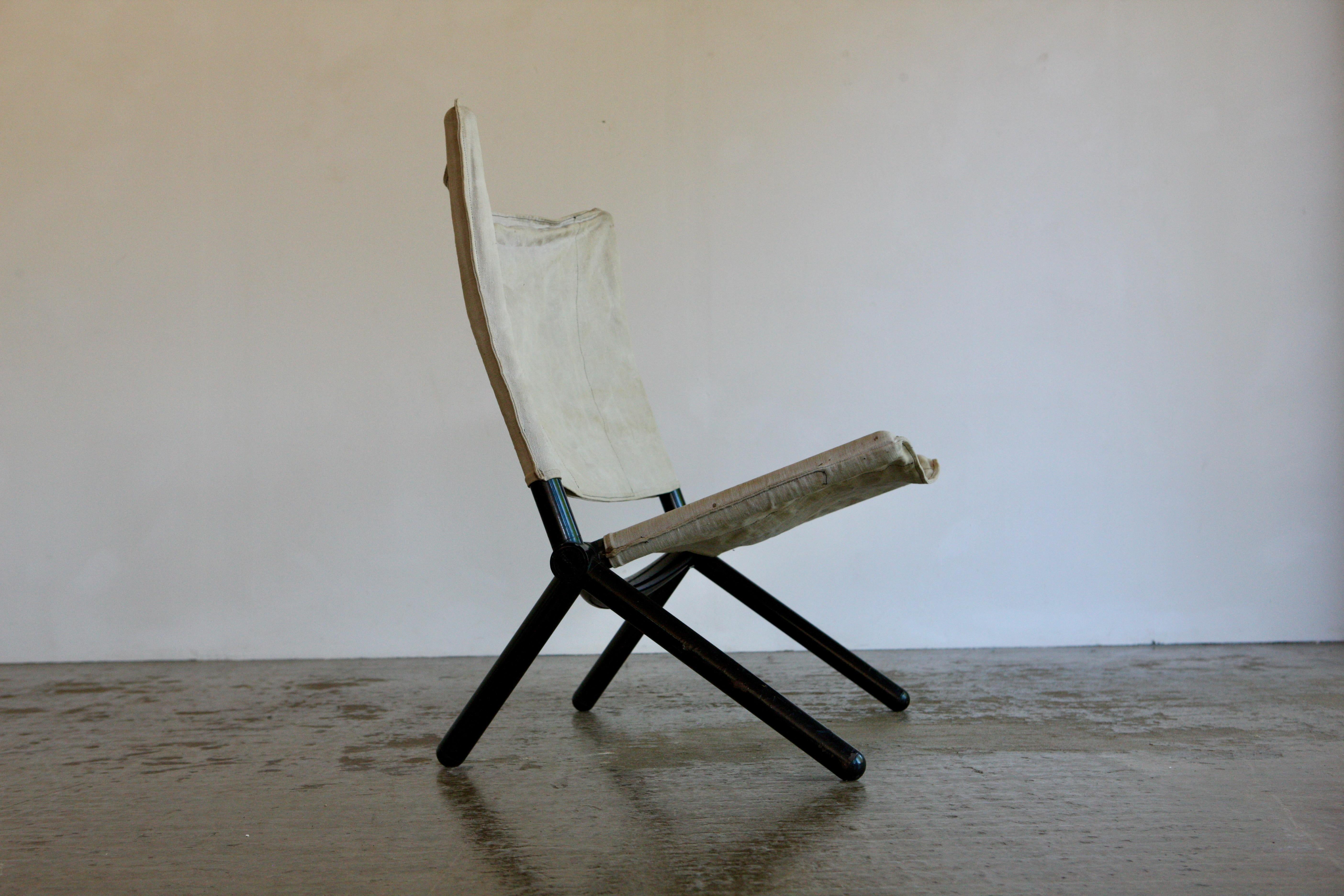 Silla plegable de lona de T Ammannati y G P Vitelli para Brunati Moderno de mediados de siglo en venta