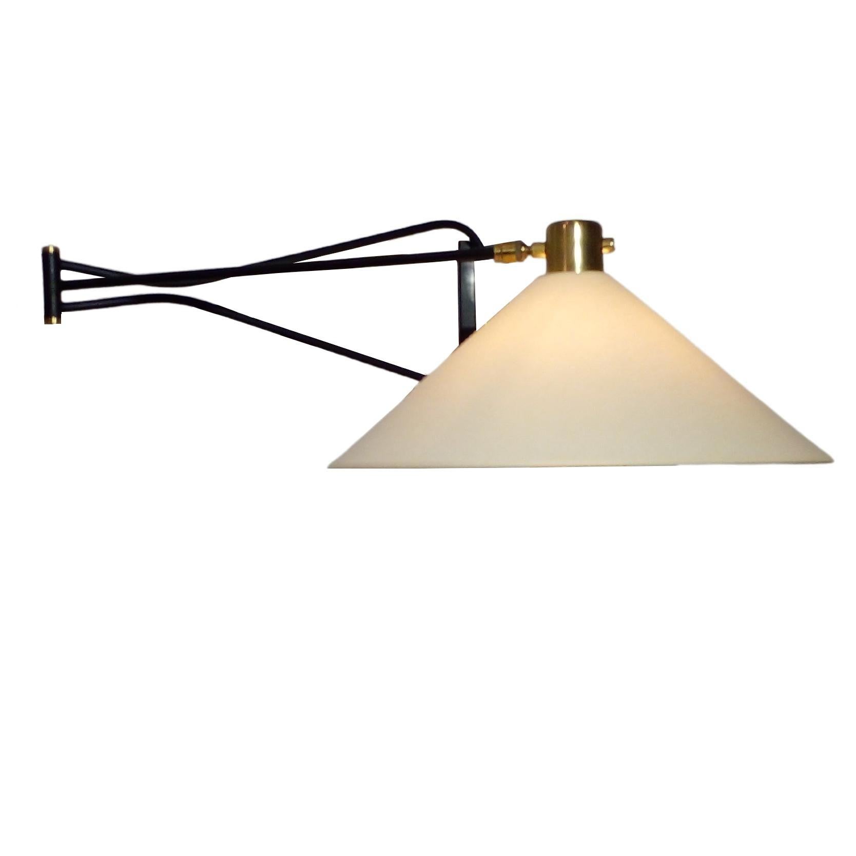 Mid-Century Modern Foldable and Adjustable Wall Lamp by Arlus, France circa 1950