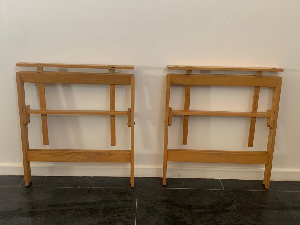 Foldable and Height Adjustable Ash Trestle Tables, 1960s, Set of 2 7