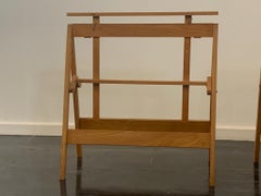 Foldable and Height Adjustable Ash Trestle Tables, 1960s, Set of 2