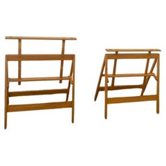 Tables de tréteaux en frêne pliables et réglables en hauteur, années 1960, lot de 2