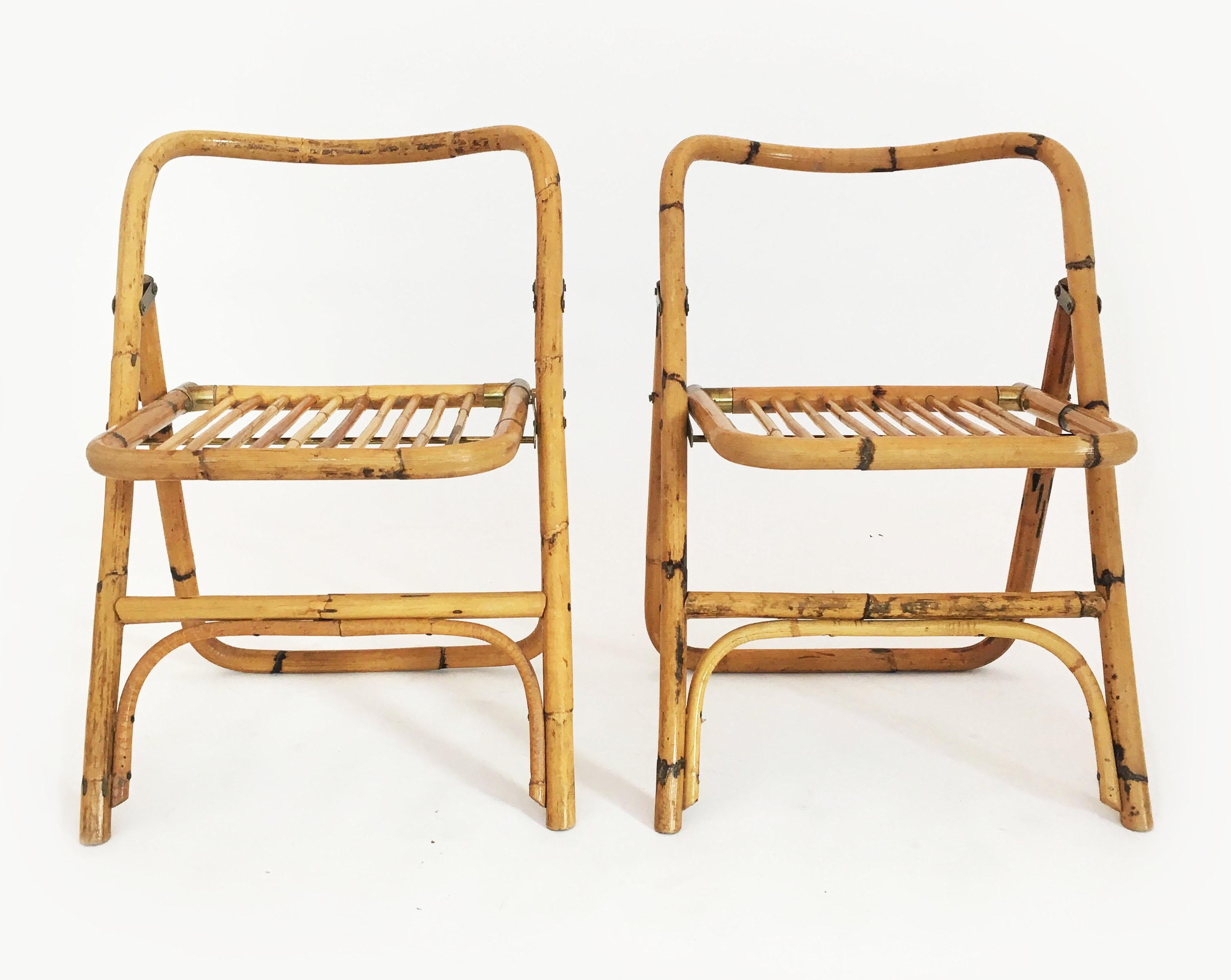 Klappbare Stühle aus Bambus von Dalvera:: Italien 1970er im Zustand „Gut“ im Angebot in Vienna, AT