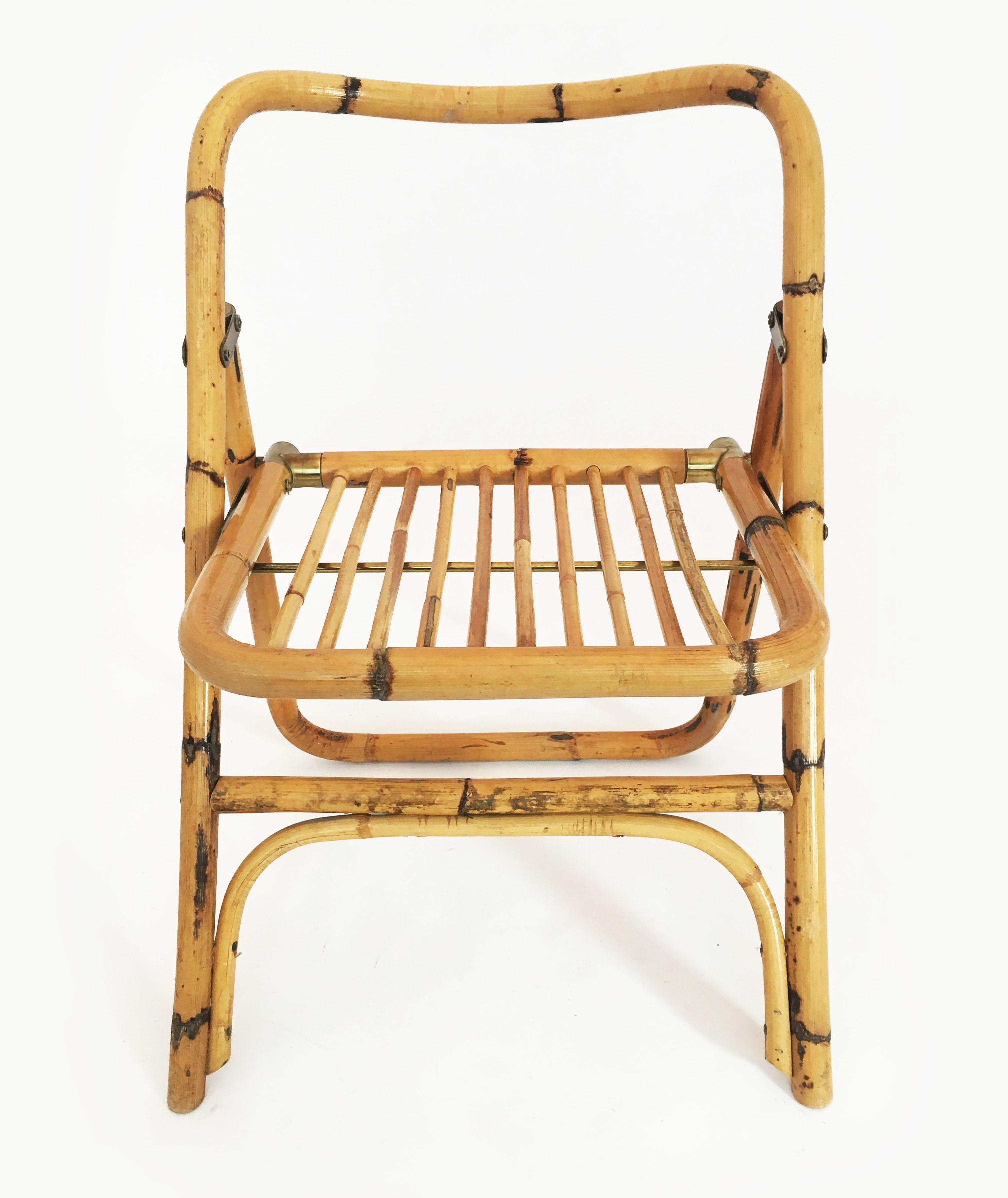 Folding Bamboo Chairs by Dalvera, Italy 1970s For Sale 1