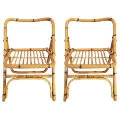 Chaises pliantes en bambou par Dalvera:: Italie 1970