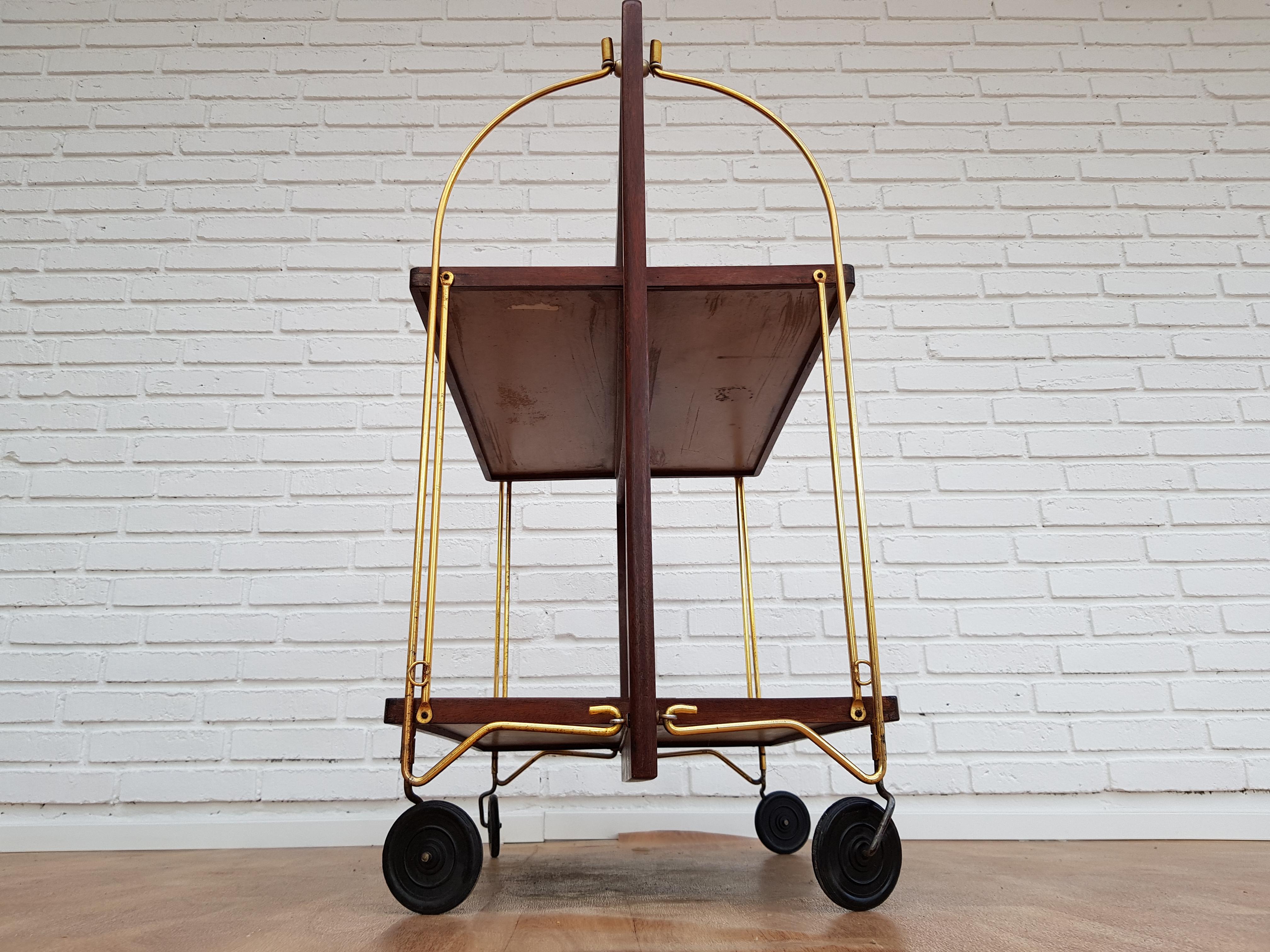 Brass Foldable Cart Table by Marie Francoise Mondineu, 1950s, France For Sale