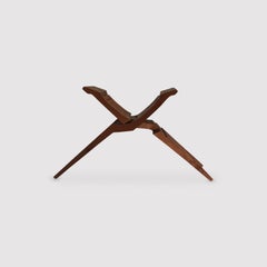 Foldable carved teak modernist stool South America 1970s