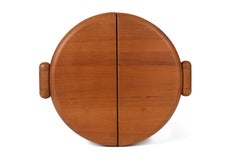 Foldable Circular Danish Teak Table Mirror