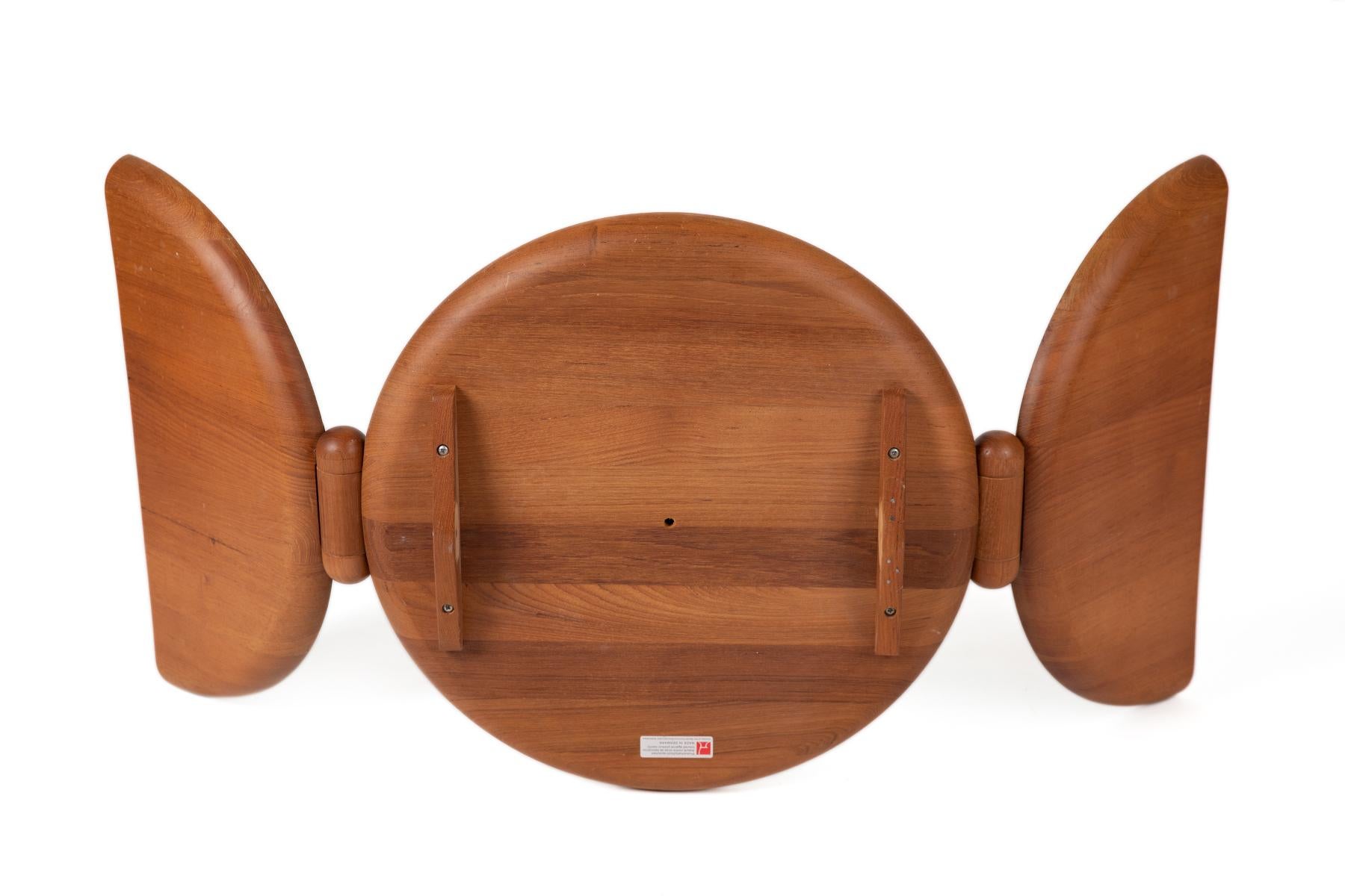 Mid-Century Modern Foldable Circular Danish Teak Table Mirror