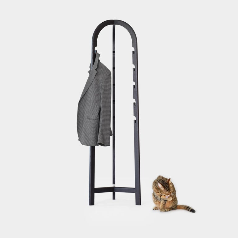 Scandinavian Modern Foldable Clothes Hanger / Hall Stand in Ash Oak or Black For Sale