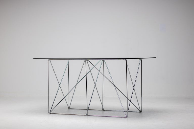 Steel Foldable Dining Table by Max Sauze, circa 1970, France For Sale
