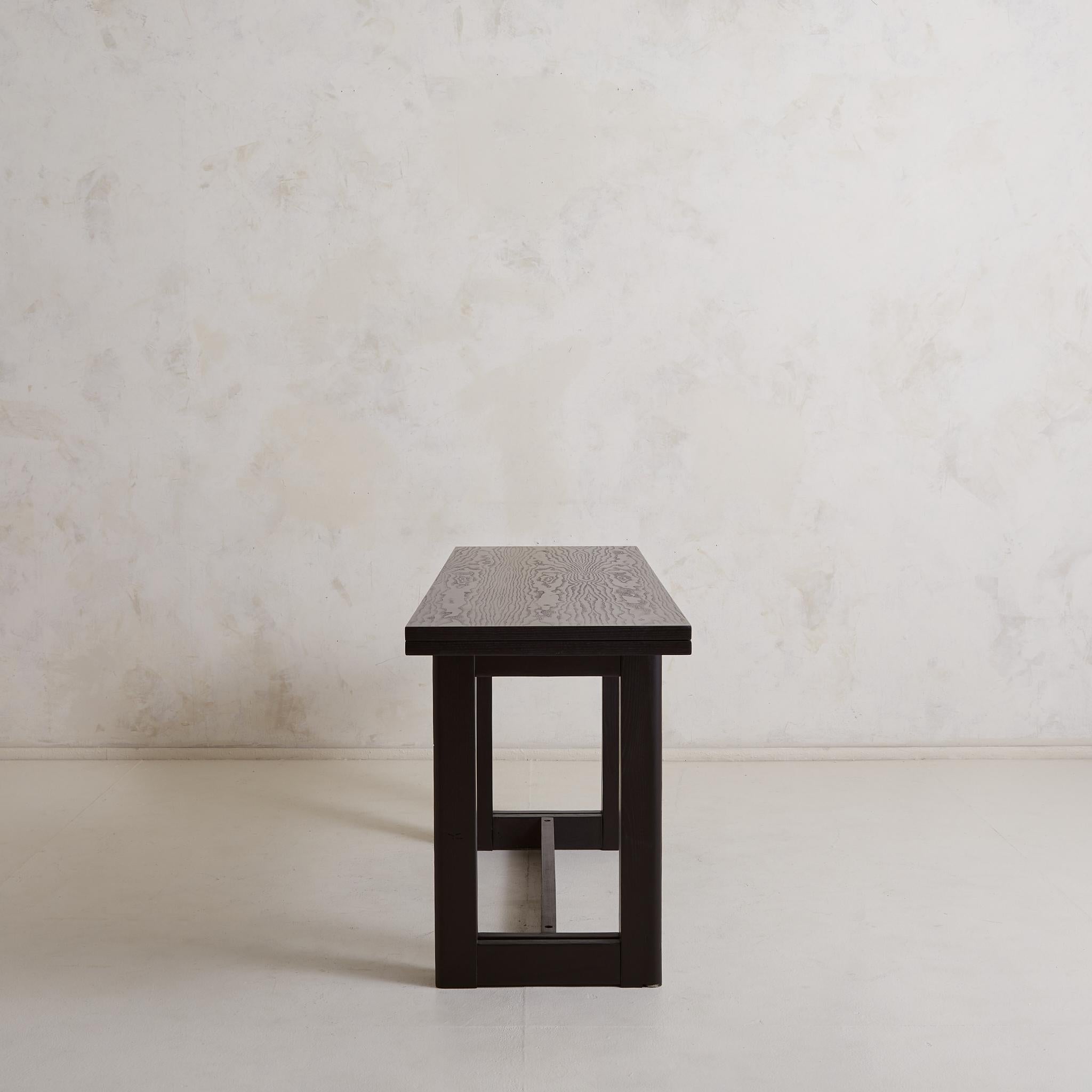 Foldable Ebonized Ash Wood Console + Dining Table, France 1970s For Sale 7