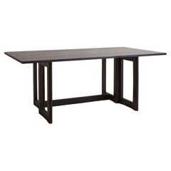Consola + Mesa de Comedor Plegable de Madera de Fresno Ebonizado, Francia Años 70