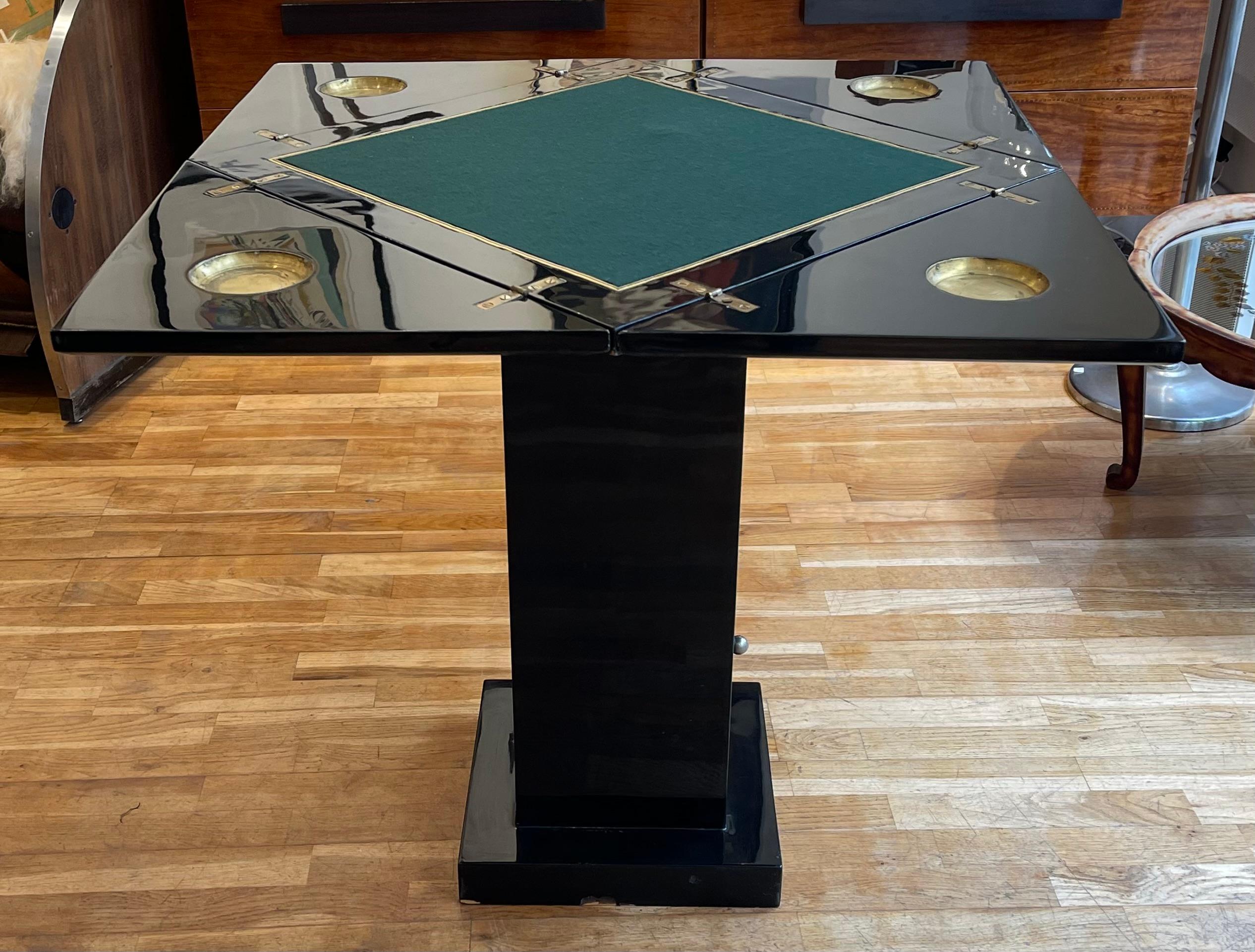 Brass Foldable Game Table, René Joubert & Philippe Petit (DIM), France, 1930s For Sale