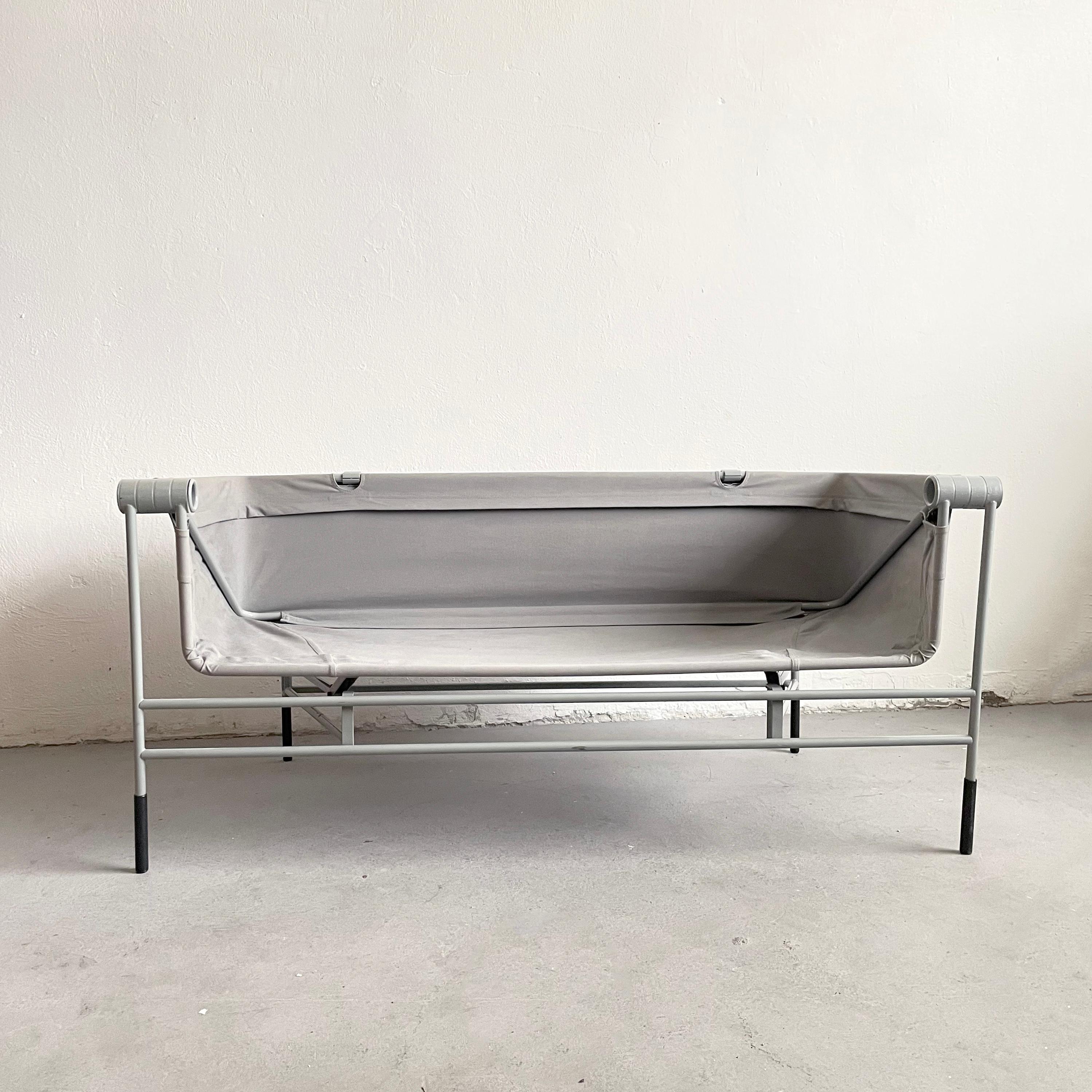 Late 20th Century Foldable Italian Sofa with Grey Steel Frame, 1980s