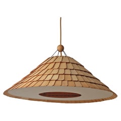 Grande lampe suspendue pliable en bois de broussin par Wilhelm Vest, Autriche, 1970