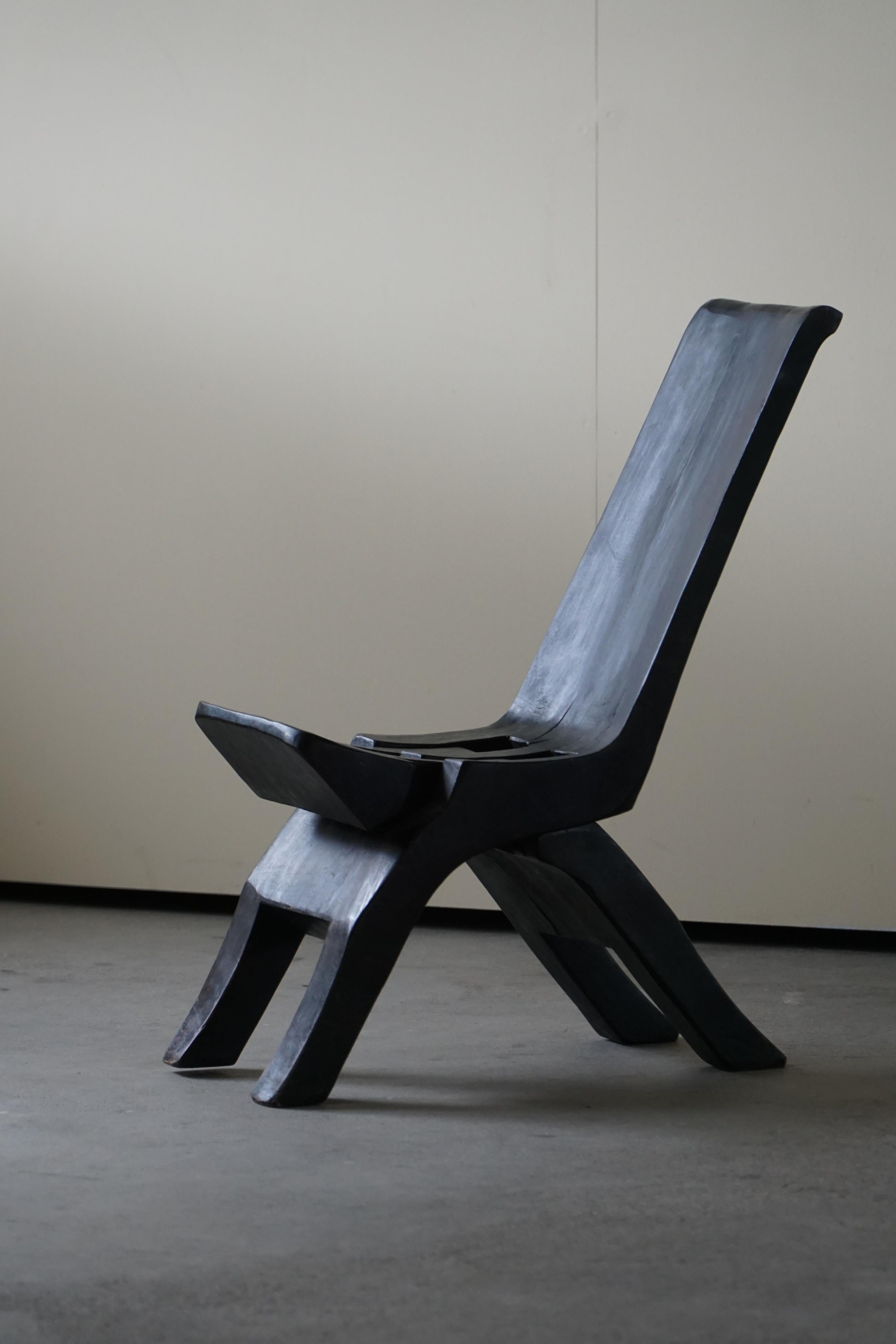 Foldable Oriental Wabi Sabi Chair in Solid Wood, Midcentury, 1960s 3