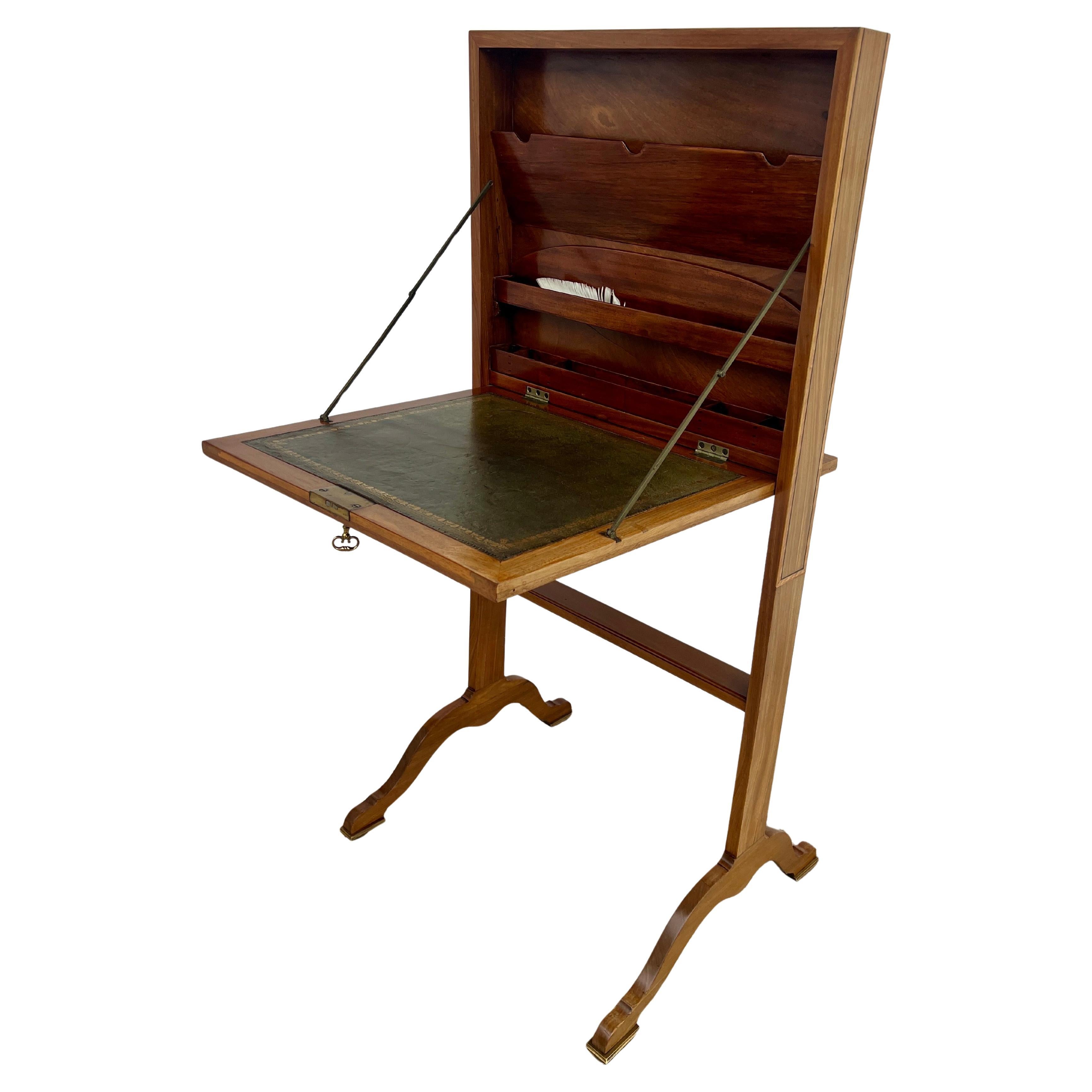 Foldable Patent Secretary with Ink Drawing, English 19th-Century For Sale