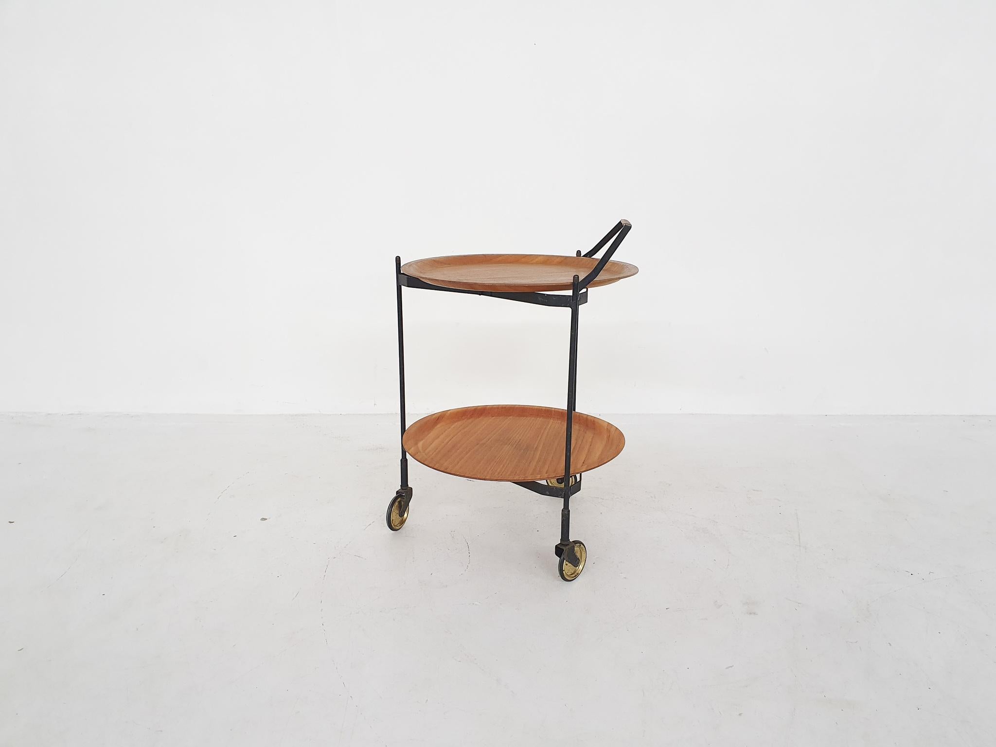 Scandinavian Modern Foldable Serving Trolley, Bar Cart by Ary Fanerprodukter Nybro, Sweden