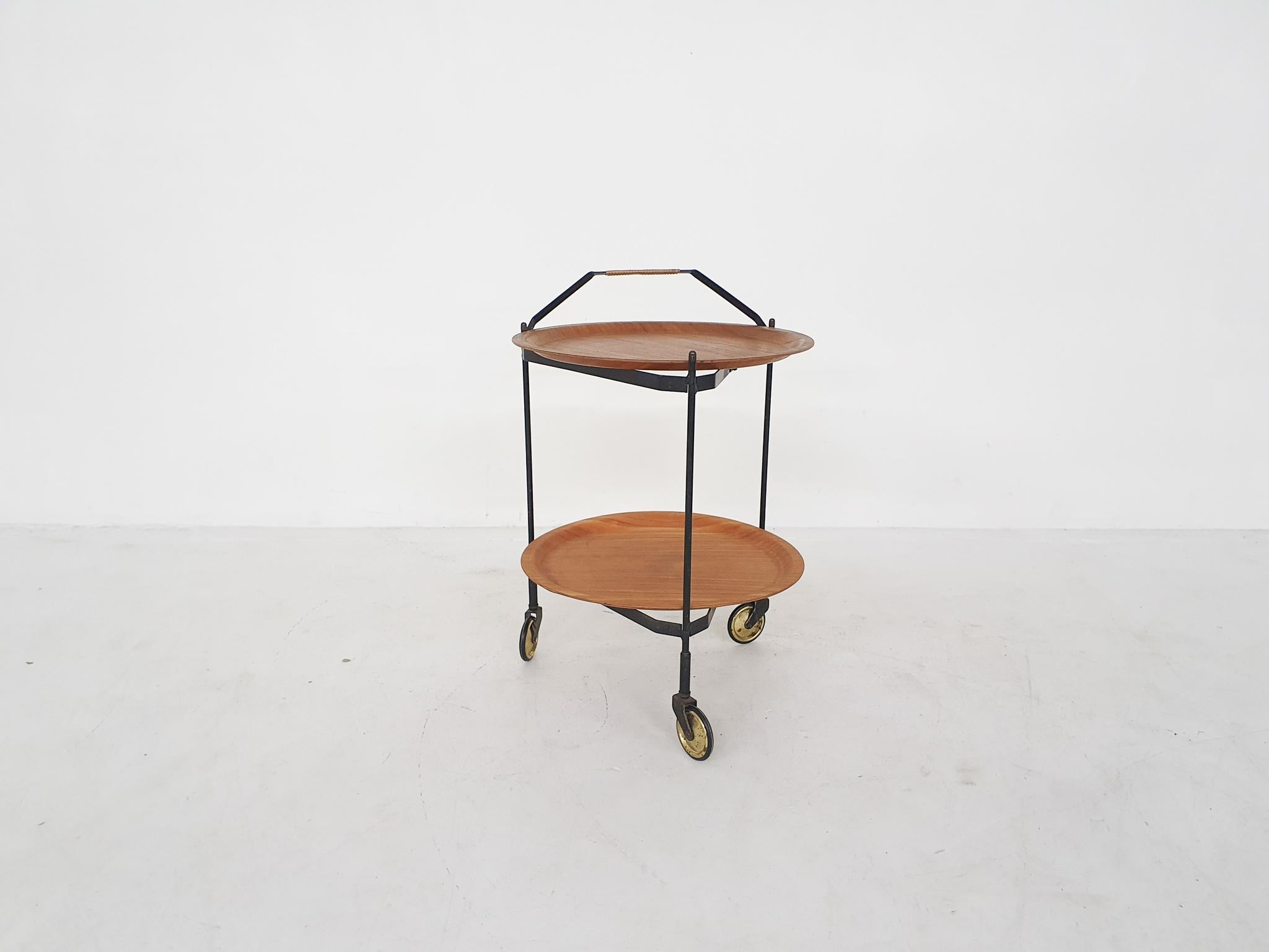 Swedish Foldable Serving Trolley, Bar Cart by Ary Fanerprodukter Nybro, Sweden