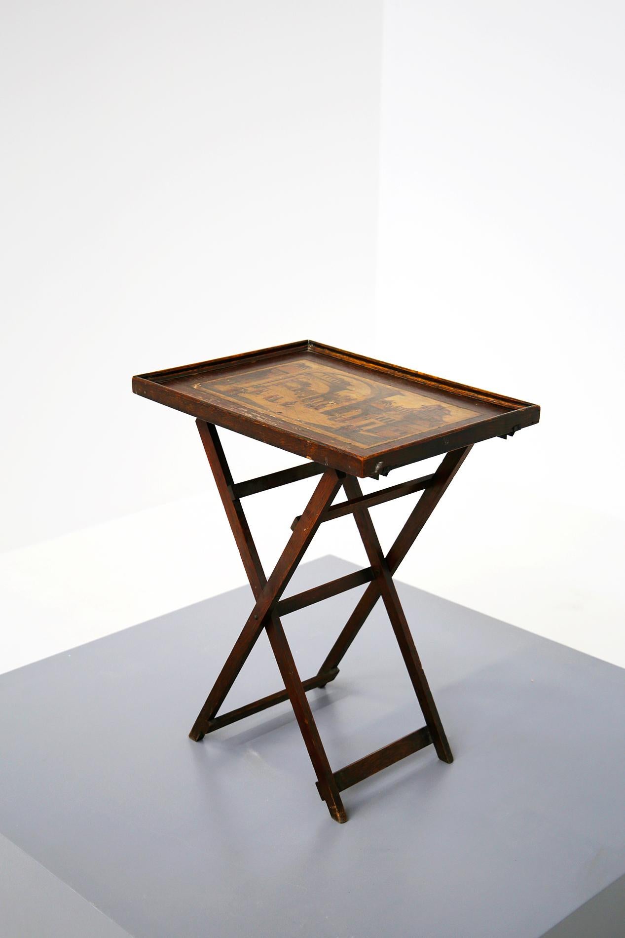 antique folding side table