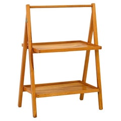Foldable Side Table with Two Shelves