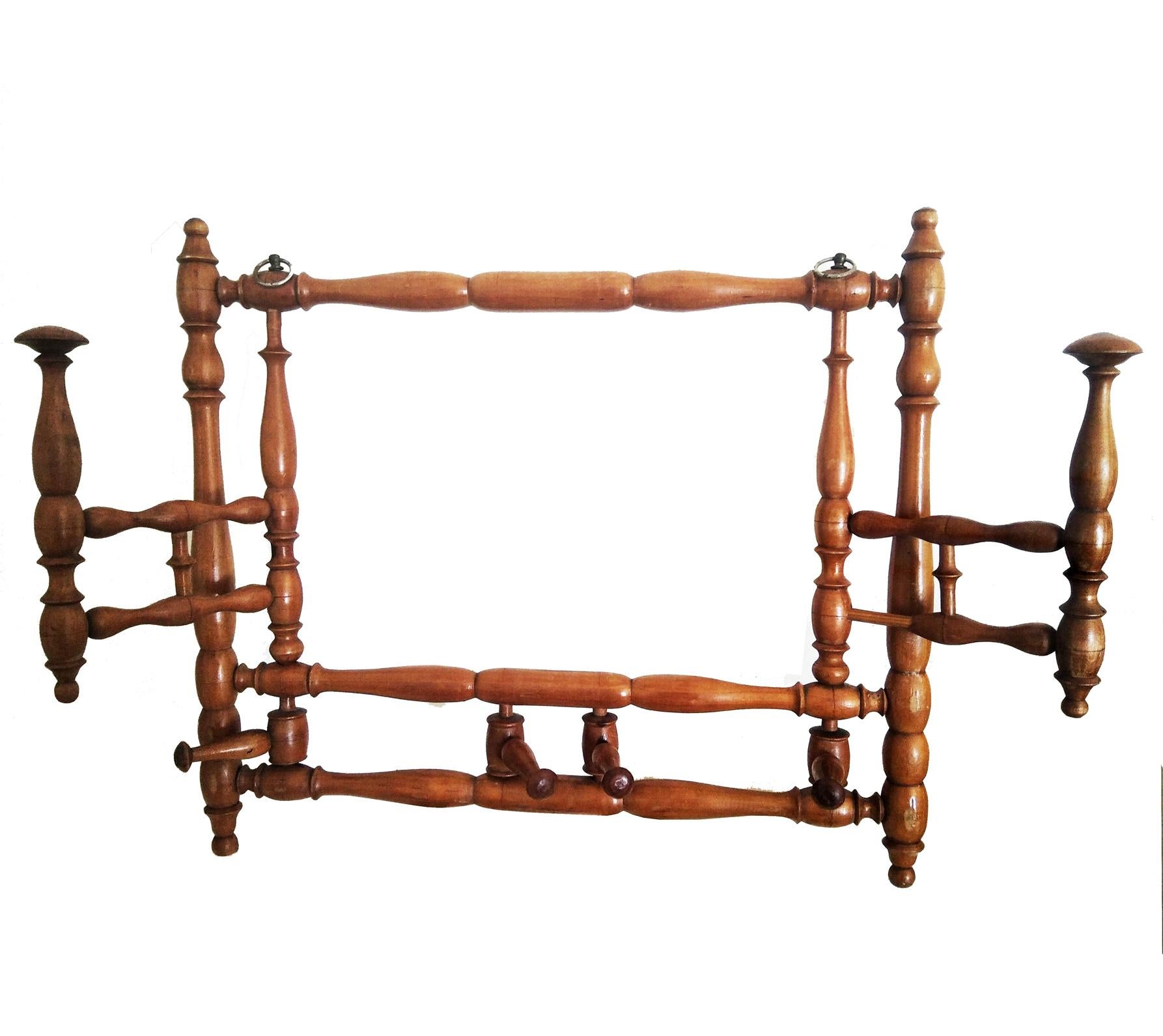 Victorian Coat Rack Wall Coat and Hat Racks and Stands Foldable 6 Hangers 19th Century For Sale