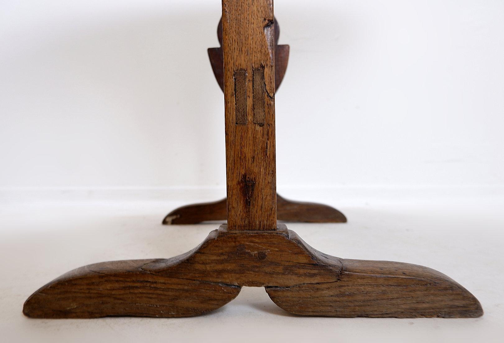 Table de vigneron pliable en chêne massif - Ø 90cm en vente 8