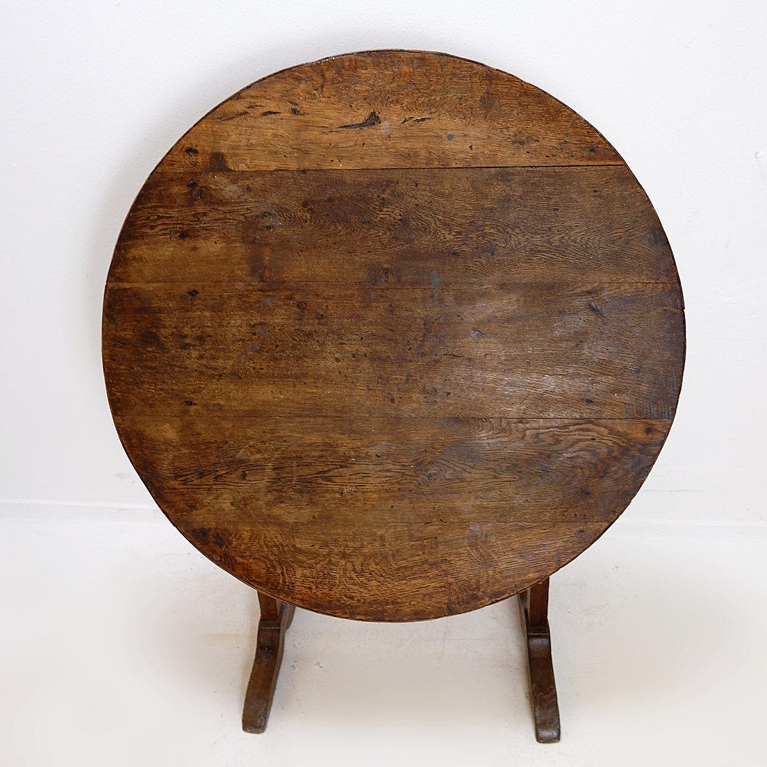 Table de vigneron pliable en chêne massif - Ø 90cm Bon état - En vente à Linkebeek, BE