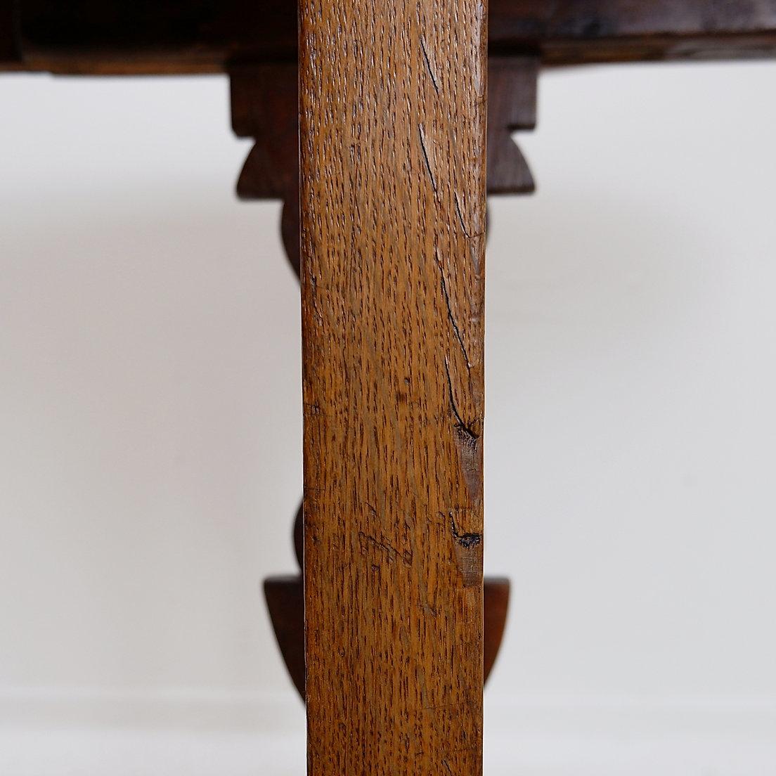Table de vigneron pliable en chêne massif - Ø 90cm en vente 2