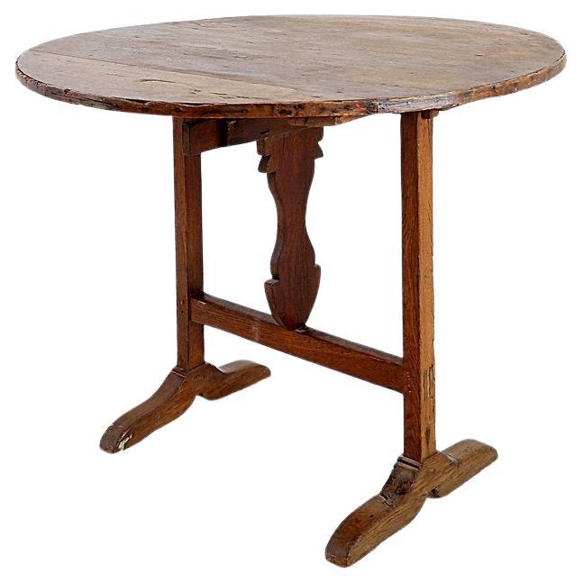 Foldable winemaker's table in solid oak - Ø 90cm