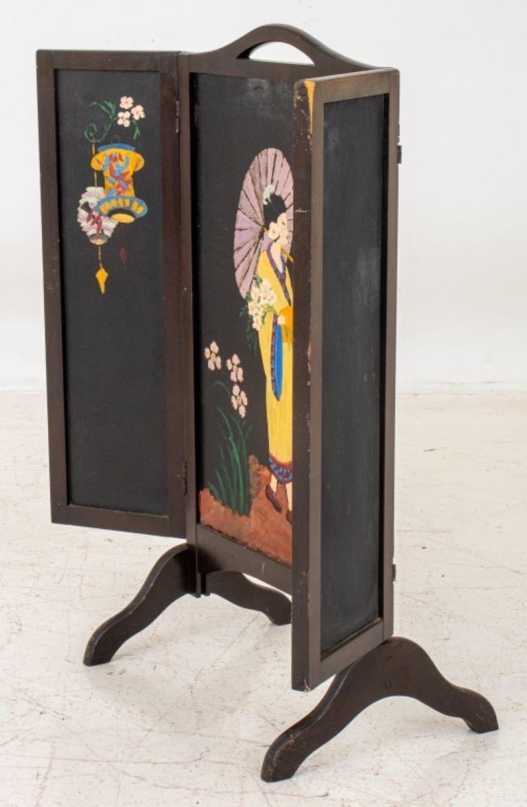 Foldable Wood Fire Screen With  Acrylic on Panel For Sale 2