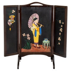 Foldable Wood Fire Screen With  Acrylic on Panel