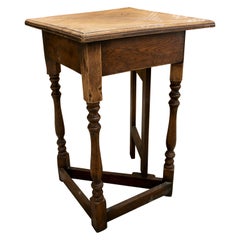 Foldable Wooden Side Table with Turned Legs