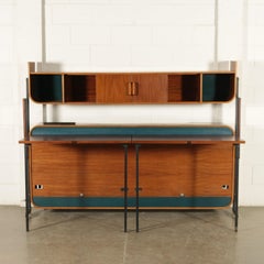 Foldaway Bed Franco Campo Formica Mahogany Veneer Metal, Italy, 1960s