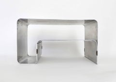 Folded and Brass Clipped Steel Coffee or Side Table by Joelle Ferlande for Kappa