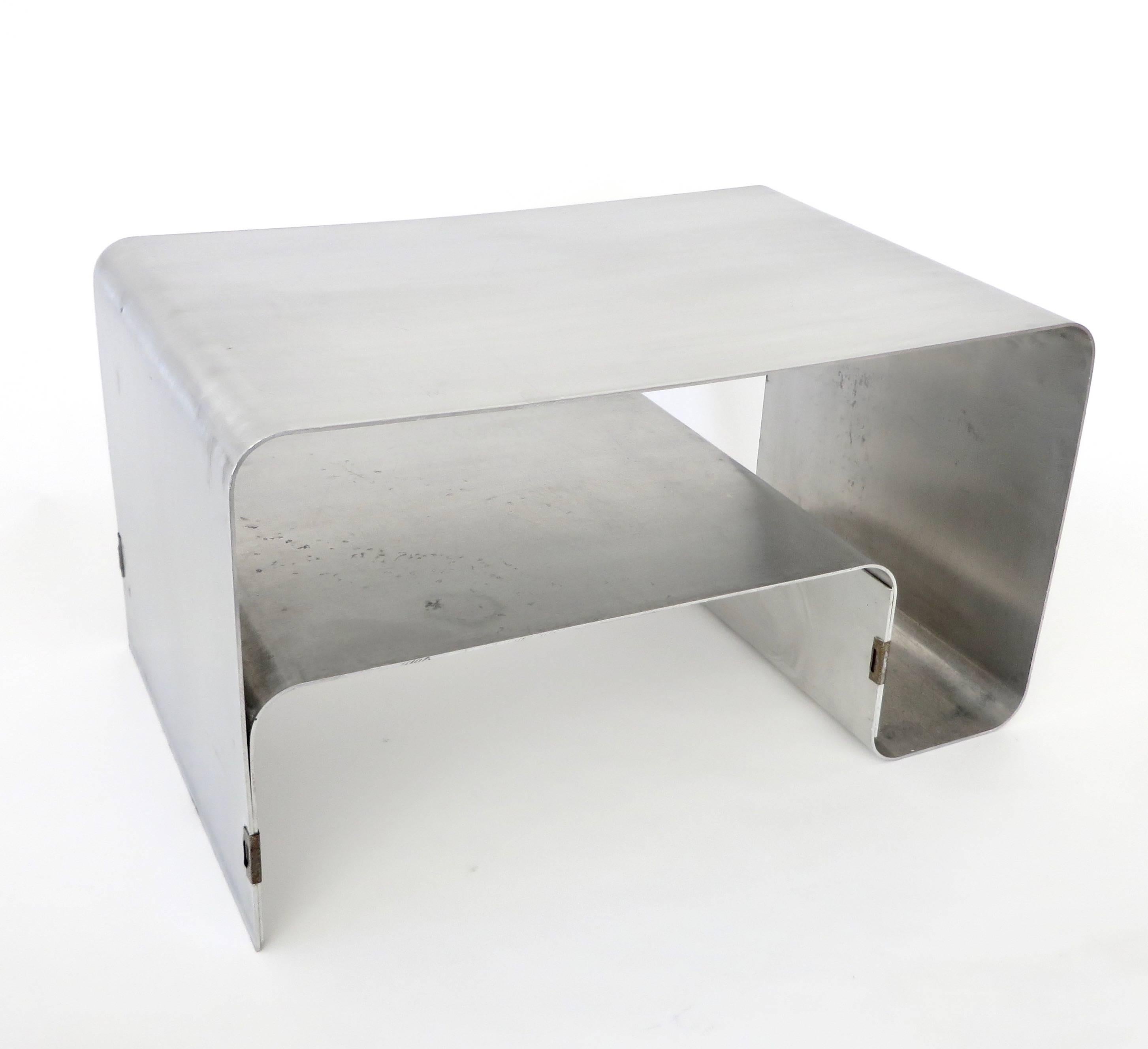 Folded and Brass Clipped Steel Coffee or Side Table by Joelle Ferlande for Kappa 1