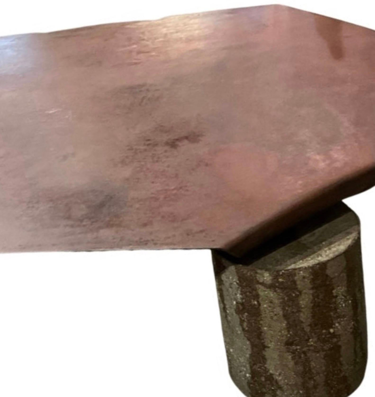 Folded Corner Metal Table with Concrete Legs For Sale 1