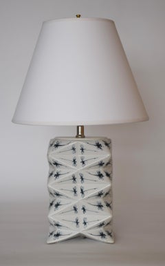 Hand-painted Ceramic Vietnamese Dragonflies Origami Lamp by James Hicks