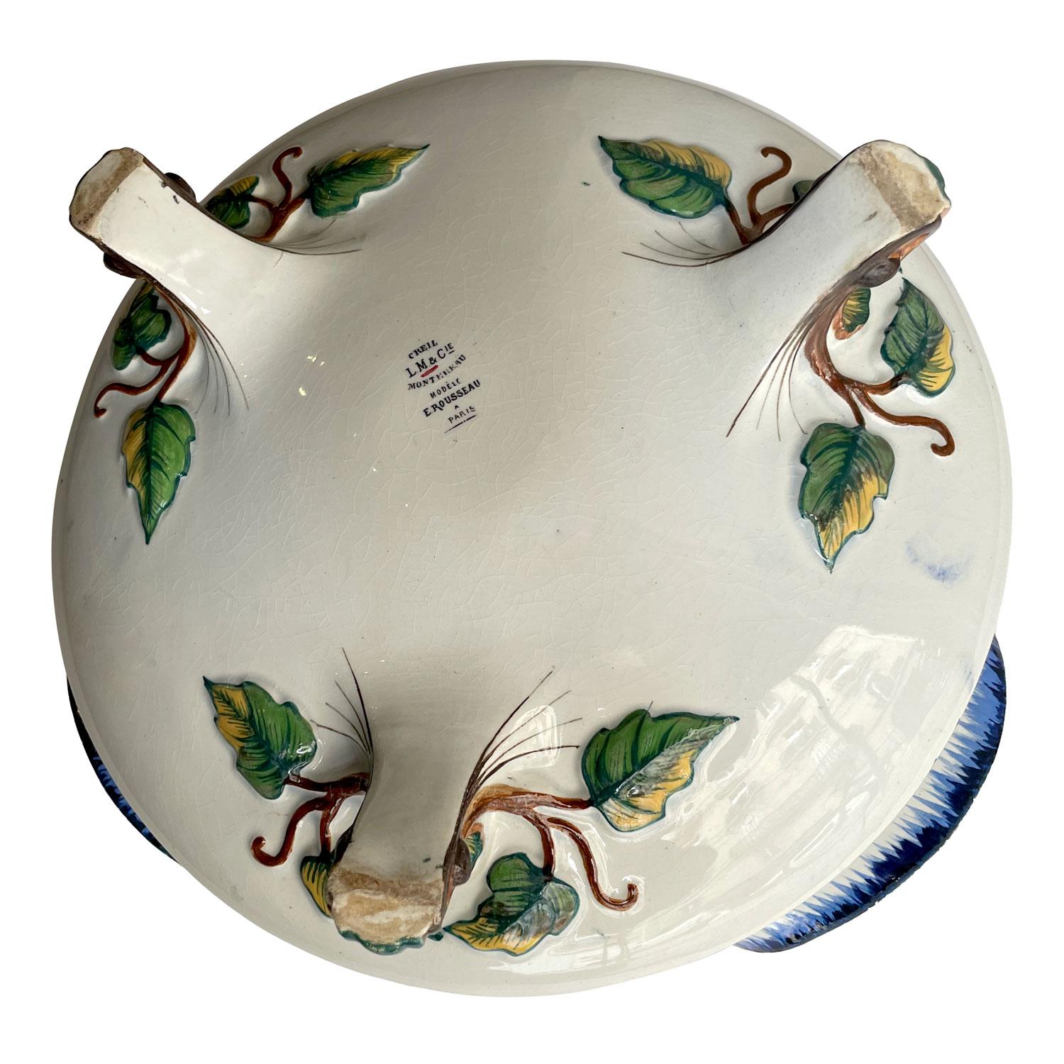 Glazed Folded Fruit Bowl 'Rousseau-Bracquemond' Service 1866-1875 For Sale
