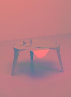 Folded Leaf Table in Laser-Cut, Bent & Folded Stainless Steel by Jacob Egeberg