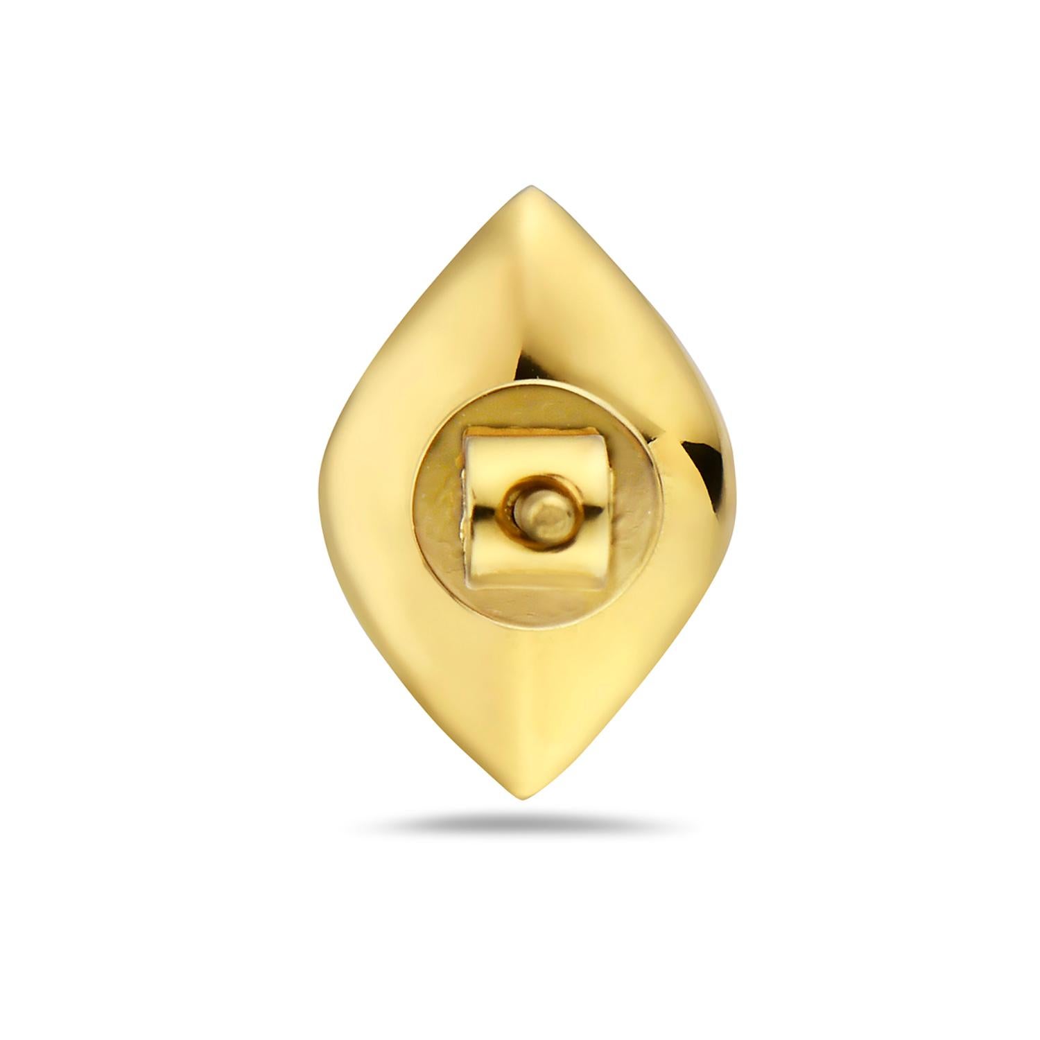 Mixed Cut Folded Paper Shaped Stud Earrings with Diamonds Made in 14k Yellow Gold For Sale