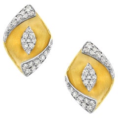 Folded Paper Shaped Stud Earrings with Diamonds Made in 14k Yellow Gold