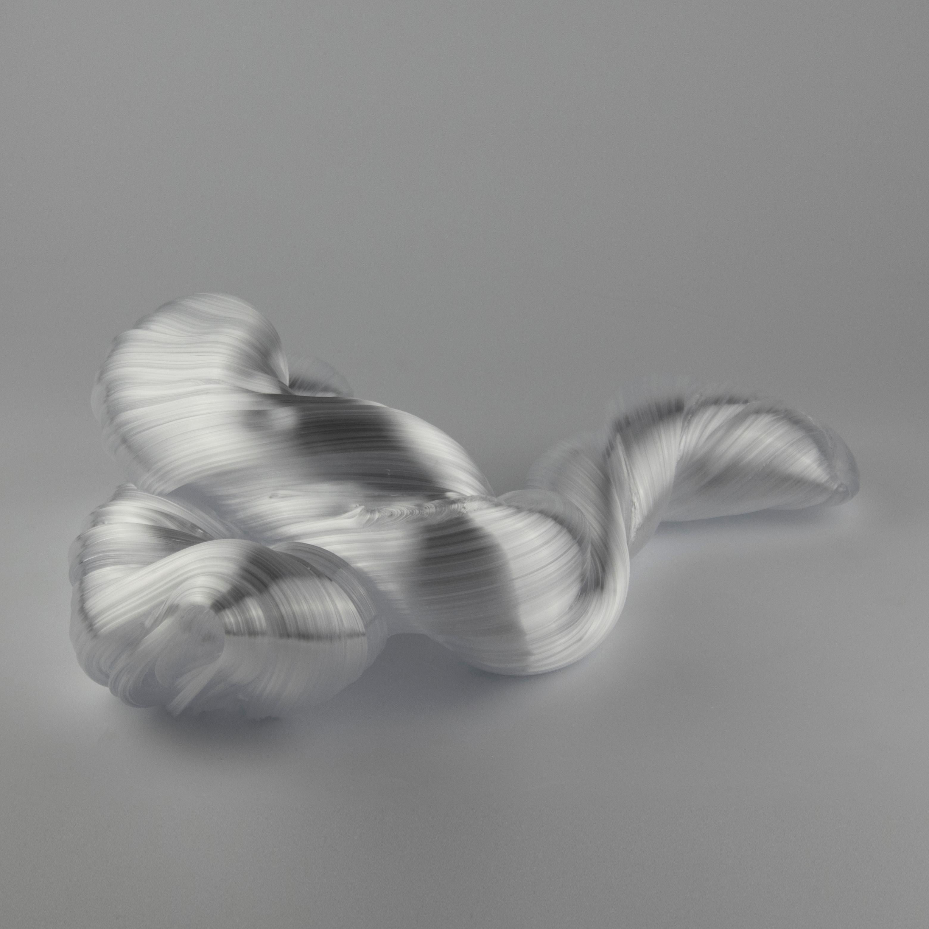 Folded Rock in White, a Unique White Glass Sculpture by Maria Bang Espersen 1