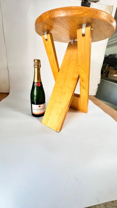 Folded Stool in Wood, Brown Color, by Adrian Reed, France, 1970