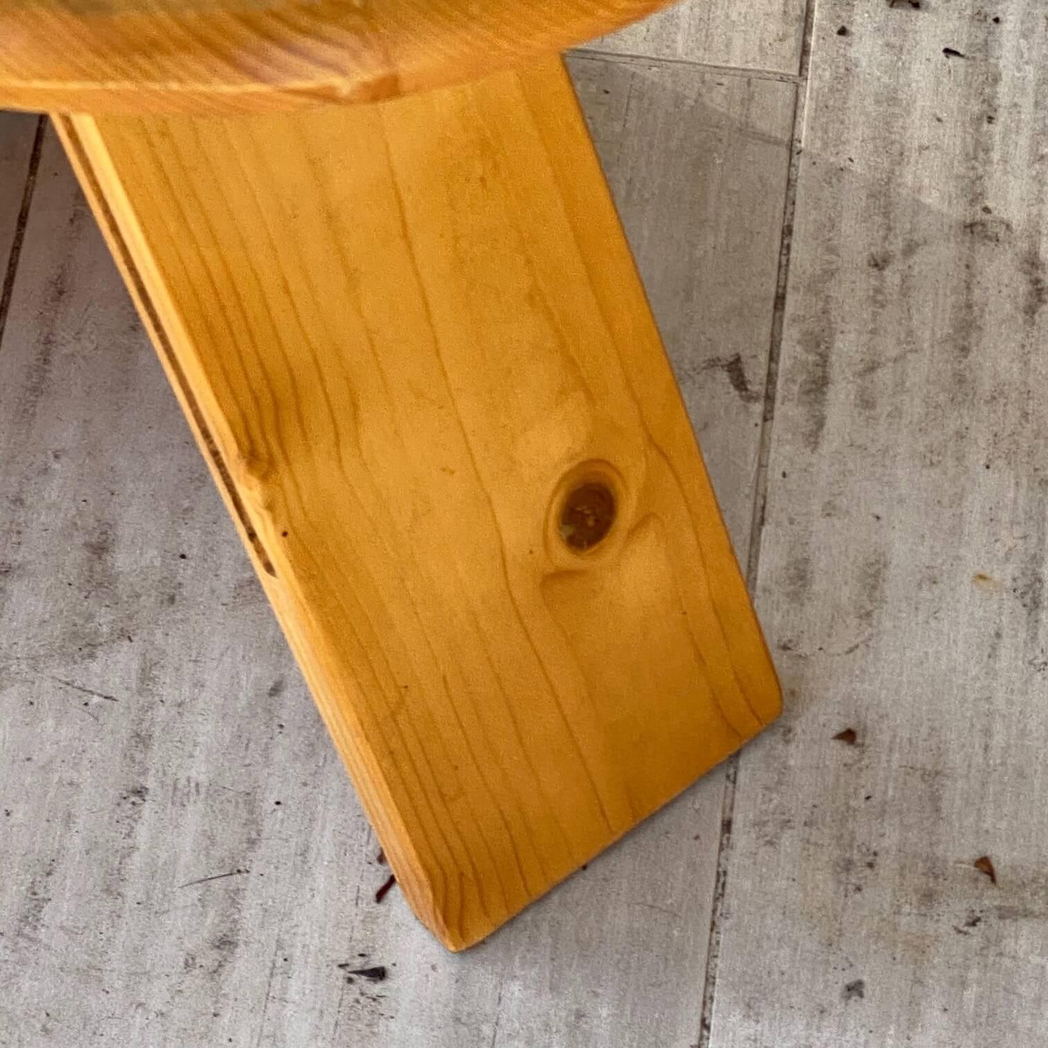 French Folded Stool in Wood, Brown Color, by Roger Tallon, France, 1970