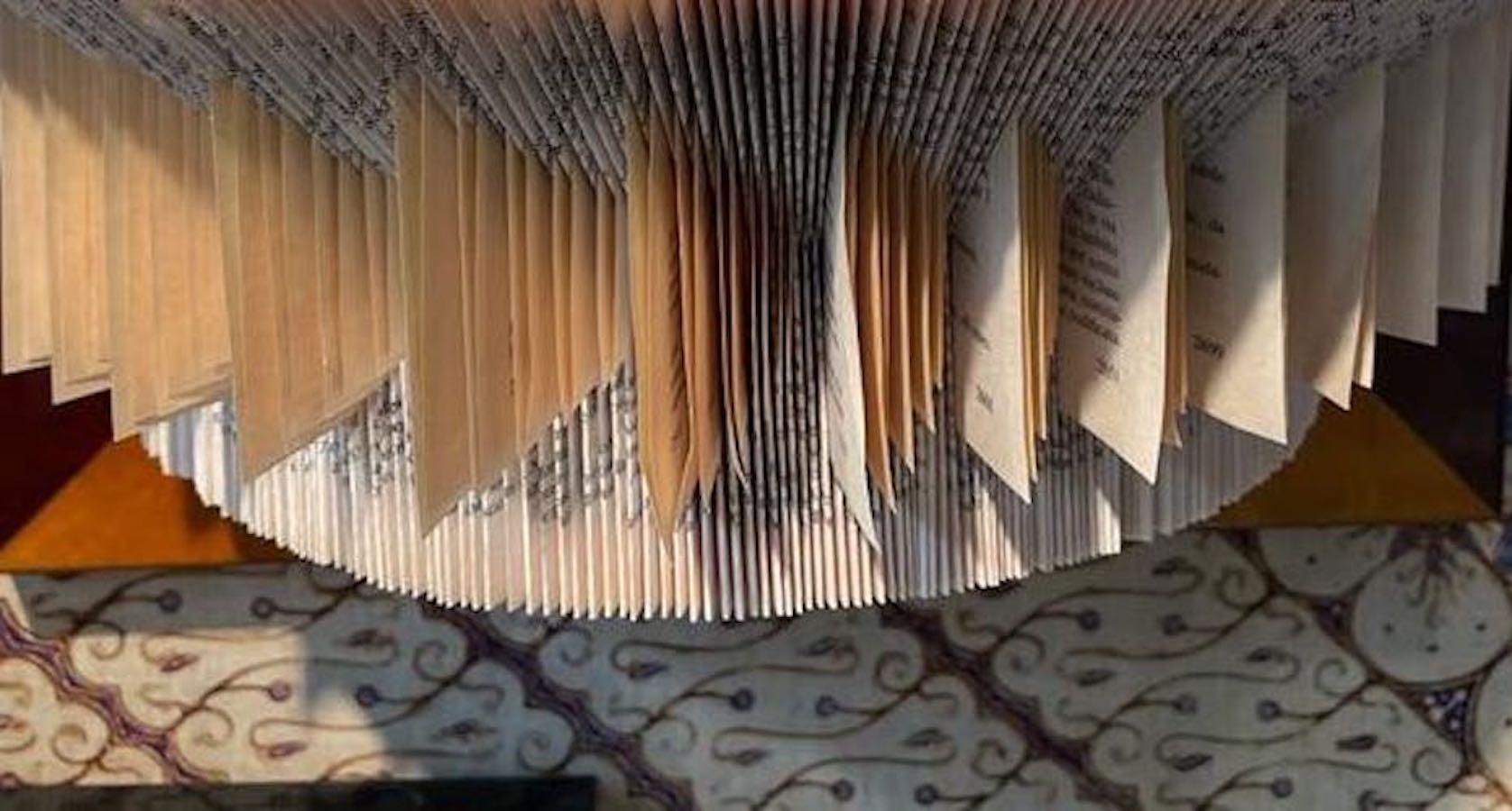 Italian Folded Vintage Book Wall Sculpture, Italy, Contemporary For Sale