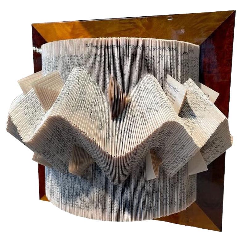 Folded Vintage Book Wall Sculpture, Italy, Contemporary For Sale