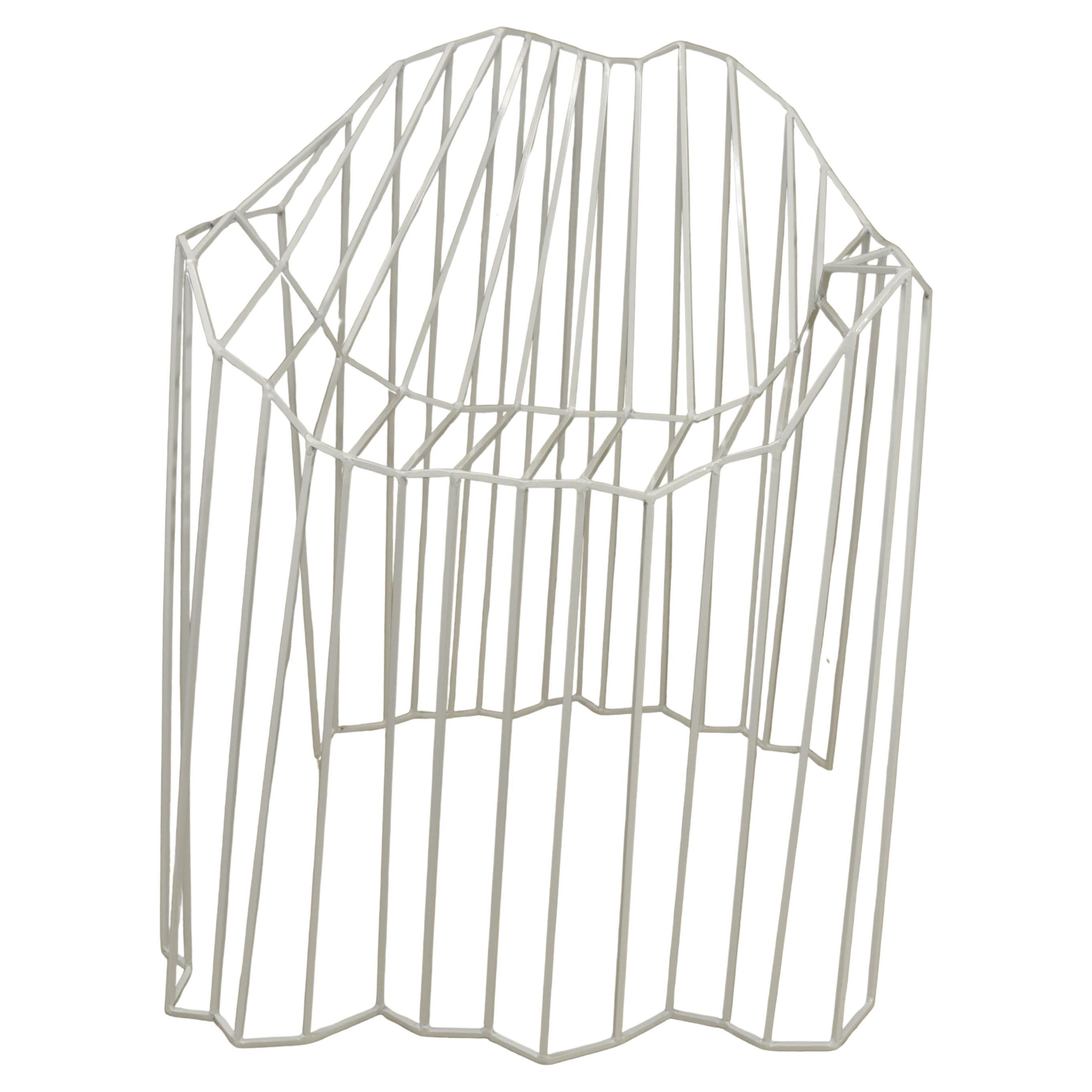 Folded Wire Chair in White Powder-Coated Stainless Steel by Julian Mayor