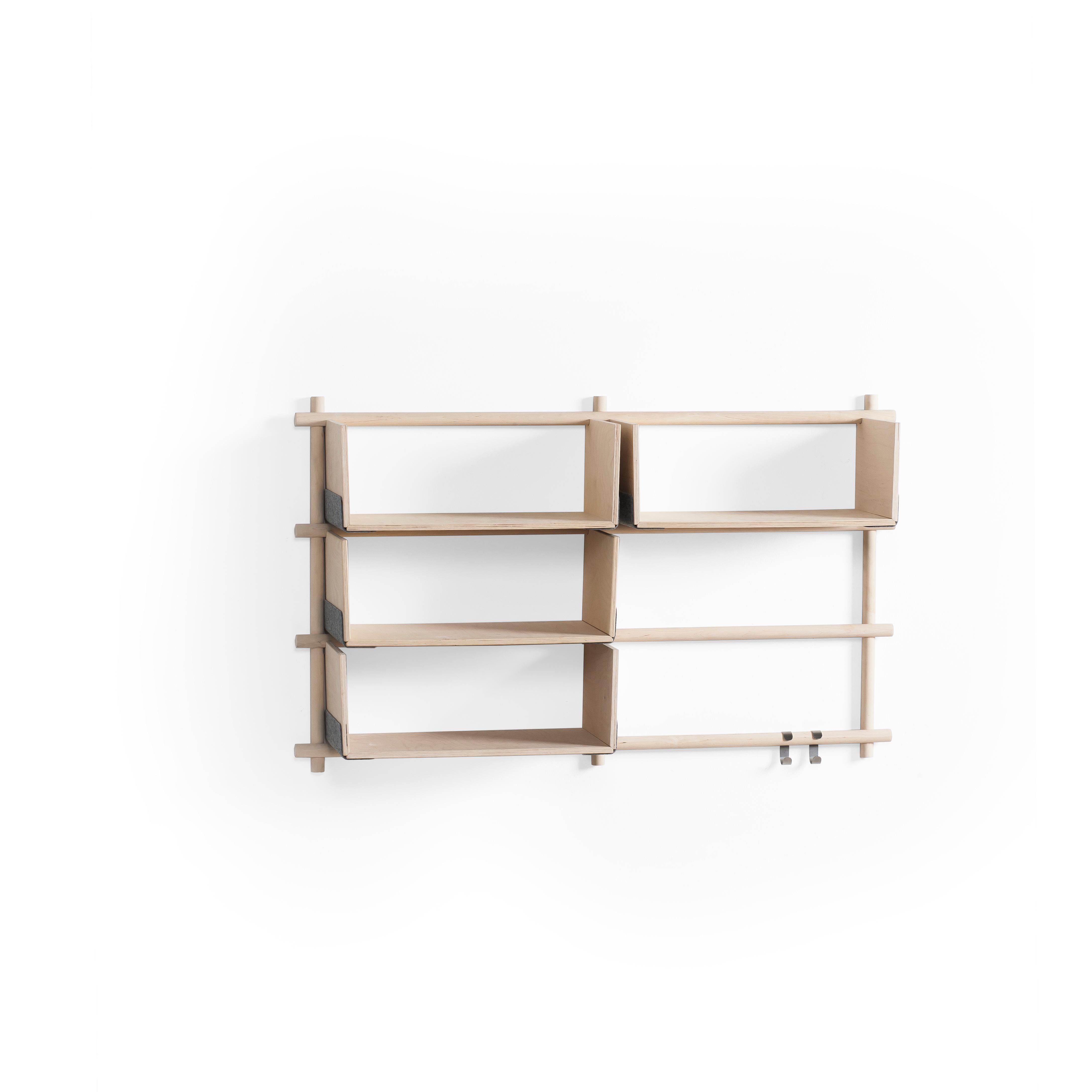The Foldin shelving unit is characterized by simplicity. However, its strong construction is built to sustain the needs of the modern consumer. This modest wooden knock-down shelf can vary in size and form. The design is inspired by Japanese